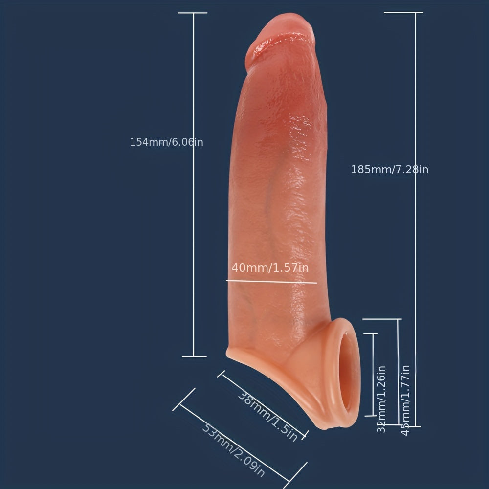 1pc Reusable Silicone Realistic Penis Sleeve With Penis Ring Cock Extension Sex Toys For Man Artificial Dick Enlargement/Extender Men Penis Sleeve 3 Styles For Choose