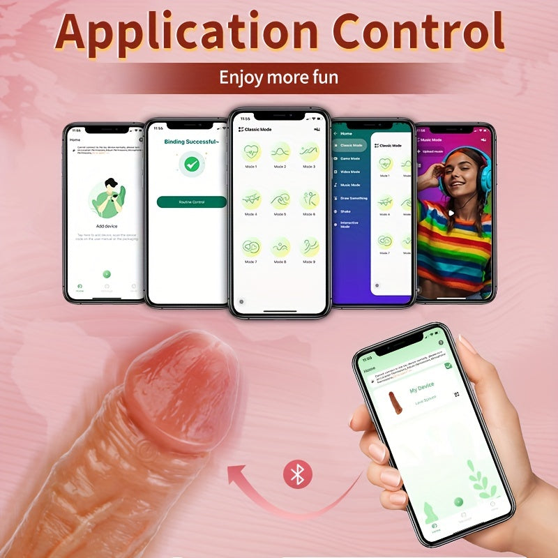 1pc Wearable Penis Sleeve Vibrator Replica Penis Sleeve Replica Dildo Sleeve Dick Electric Remote APP Control 9 Vibration Modes Male Penis Extender Vibrating Penis Ring Replica Male Masturbator Extender Delay Penis Sleeve Liq