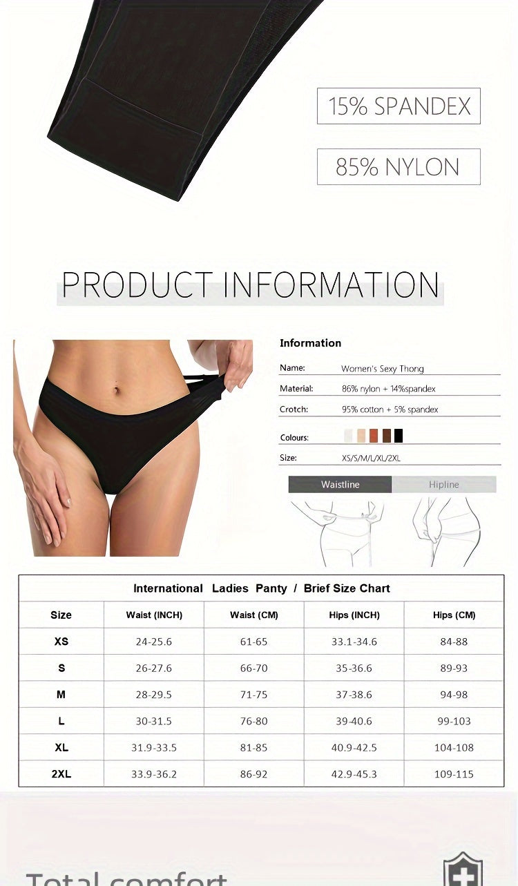 5pcs Sexy Cut-out Thongs, Breathable & Comfy Solid Color Seamless Intimates Panties, Women's Lingerie & Underwear