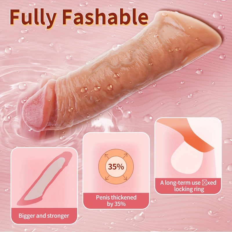 1pc Wearable Penis Sleeve Vibrator Replica Penis Sleeve Replica Dildo Sleeve Dick Electric Remote APP Control 9 Vibration Modes Male Penis Extender Vibrating Penis Ring Replica Male Masturbator Extender Delay Penis Sleeve Liq