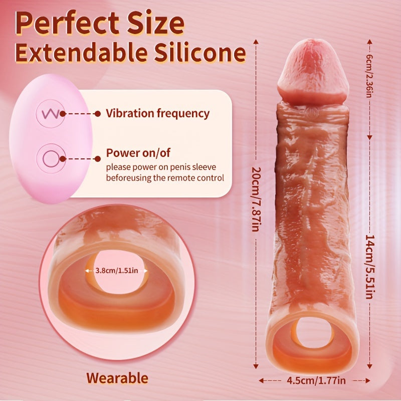 1pc Wearable Penis Sleeve Vibrator Replica Penis Sleeve Replica Dildo Sleeve Dick Electric Remote APP Control 9 Vibration Modes Male Penis Extender Vibrating Penis Ring Replica Male Masturbator Extender Delay Penis Sleeve Liq