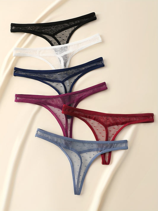 6pcs of panties: European and American invisible sexy panties for women, transparent and sexy thongs