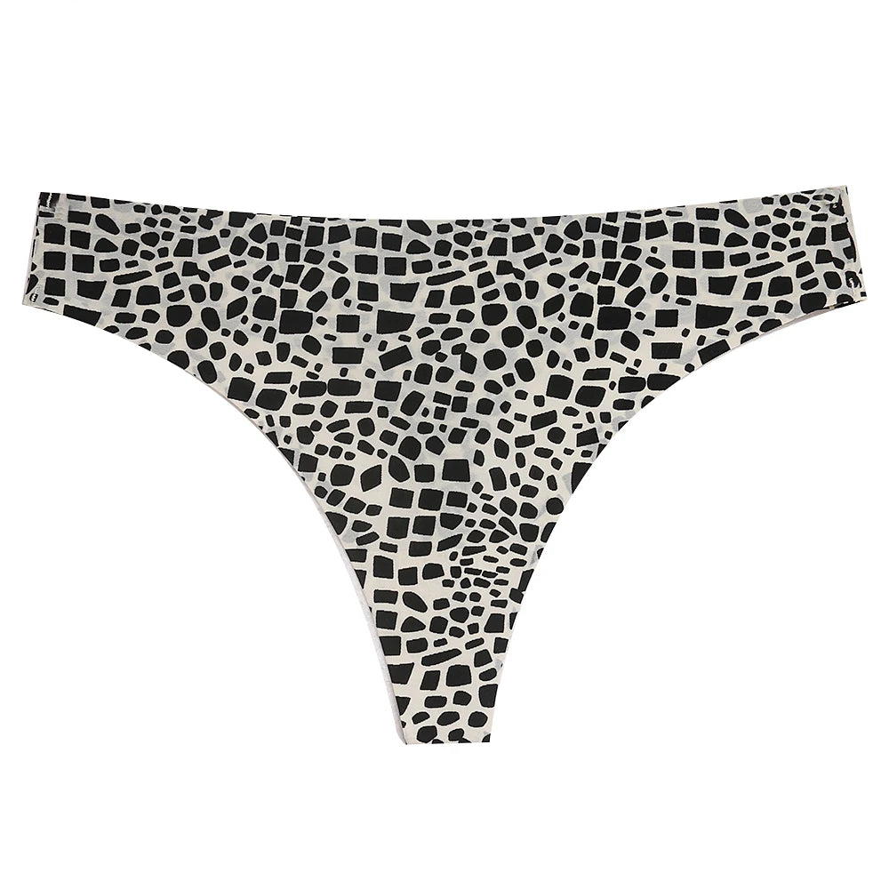 Sexy Thong Women's Panties Leopard Seamless Female Underwear Low-Waist Elasticity Sports G-String for Ladies Ice Silk Lingerie