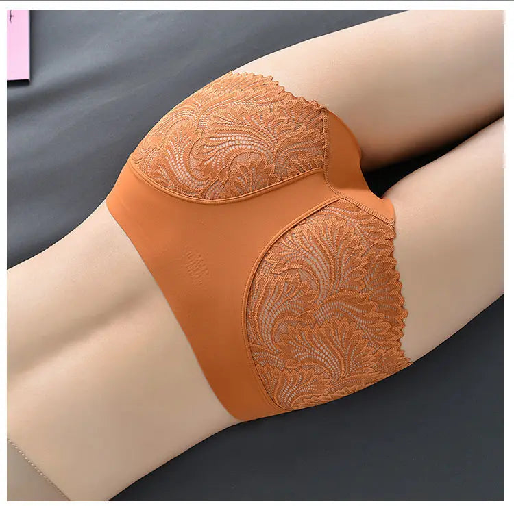 Women's Seamless Underwear Female Panties Quality Lace Antibacterial Woman Mid Waist Soft Silk Panty Underpants Bragas Mujer