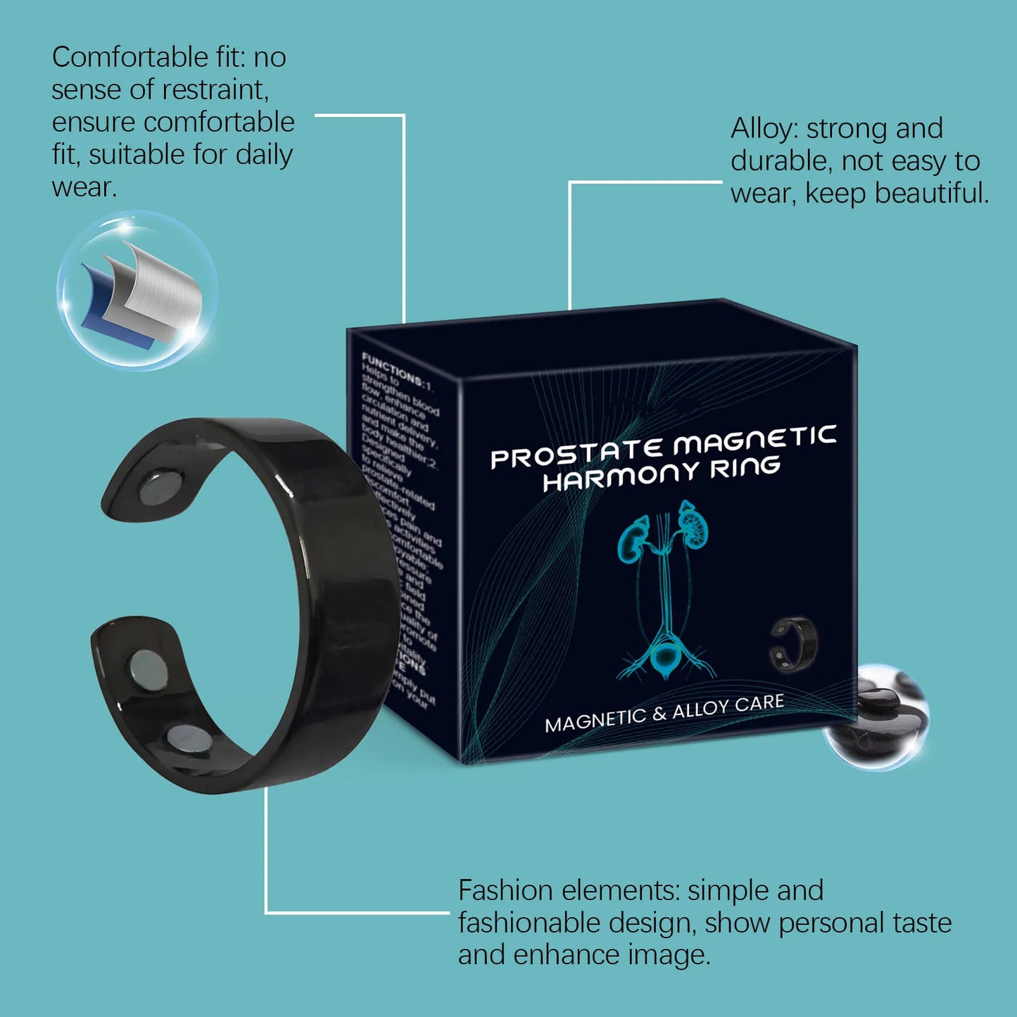 HOUKEA Prostate Ring Soothes And Improves Circulation, Enhances Function And Promotes Health. Health Ring, Male Care Gift