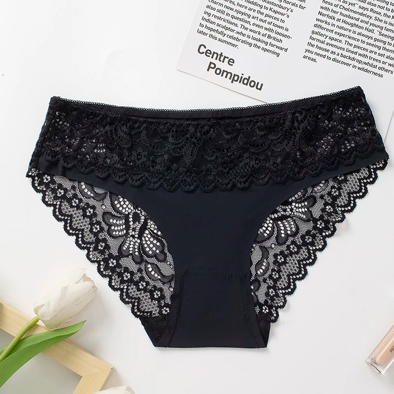 TrowBridge 3PCS/Set Women's Panties Lace Silk Satin Underwear Sexy Lingerie Soft Comfortable Female Briefs Sweet Cozy Underpants