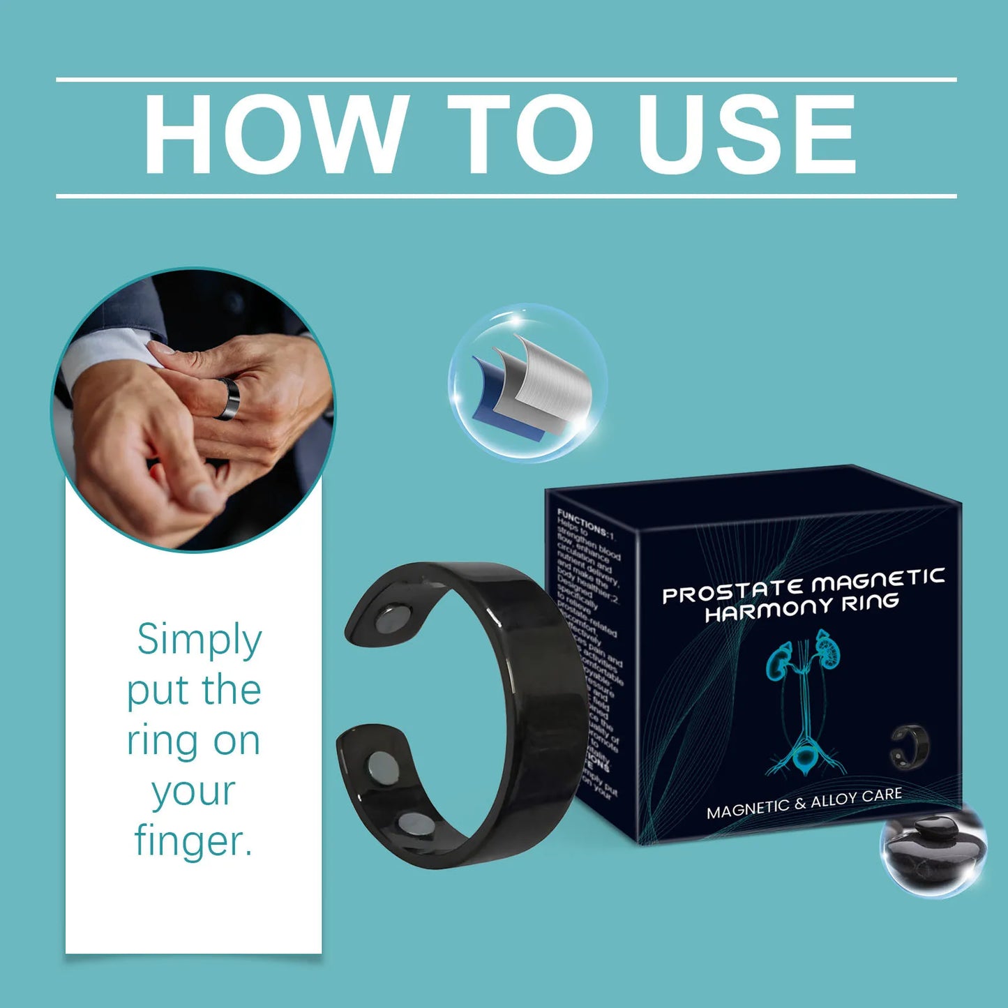 HOUKEA Prostate Ring Soothes And Improves Circulation, Enhances Function And Promotes Health. Health Ring, Male Care Gift