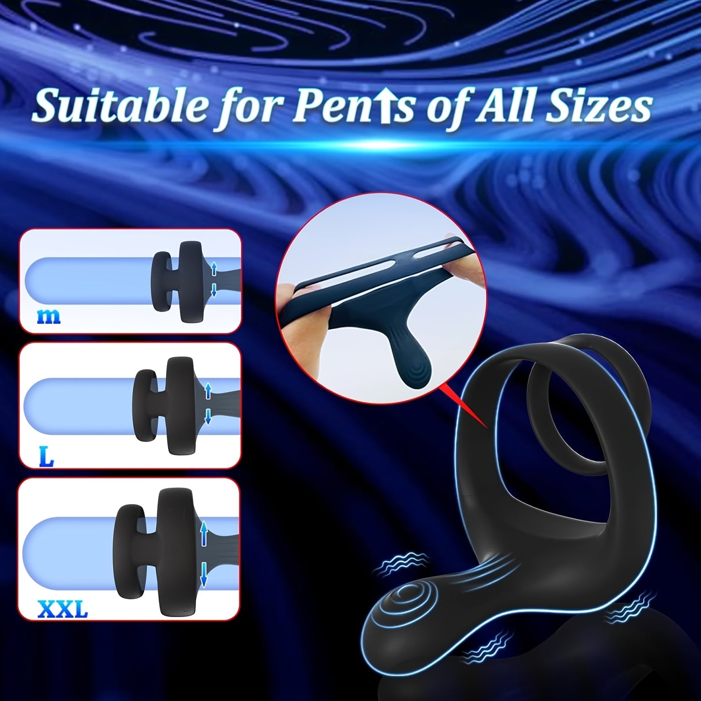 1pc Vibrating Cock Ring Taint Stimulator, Silicone Pleasure Ring Vibrator Couples Adult Sex Toys For Men, Dual Motors 9 Vibrations Remote Control Male Couple Sex Toy, Cock Rings Vibrators For Men