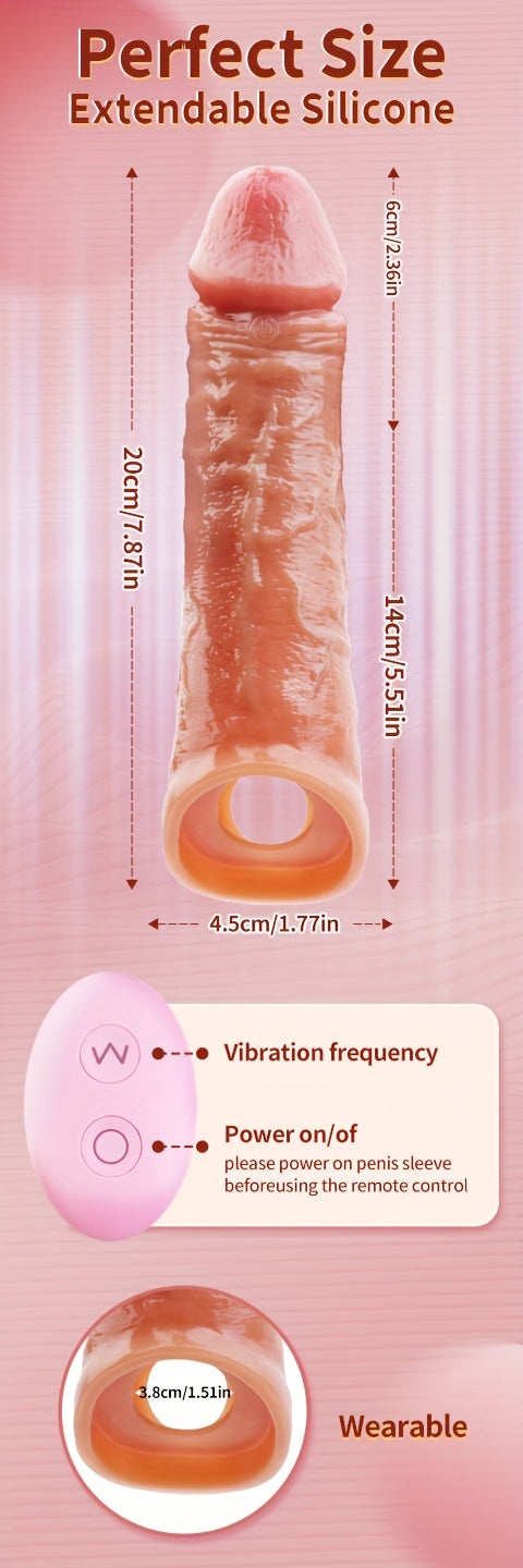 1pc Wearable Penis Sleeve Vibrator Replica Penis Sleeve Replica Dildo Sleeve Dick Electric Remote APP Control 9 Vibration Modes Male Penis Extender Vibrating Penis Ring Replica Male Masturbator Extender Delay Penis Sleeve Liq